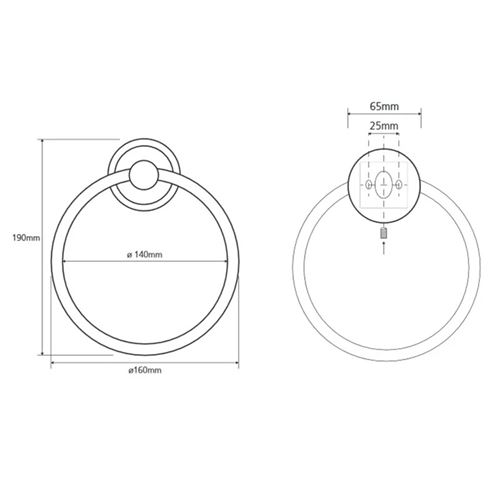 BEMETA RETRO držiak uteráka 160 mm, bronz 144104067 Technický nákres