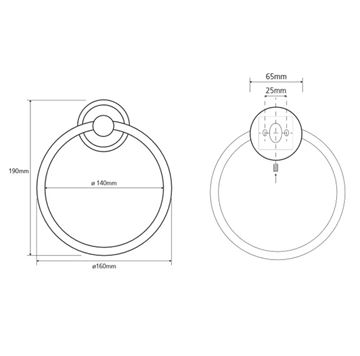 BEMETA RETRO držiak uteráka 160 mm, bronz 144104067 Technický nákres