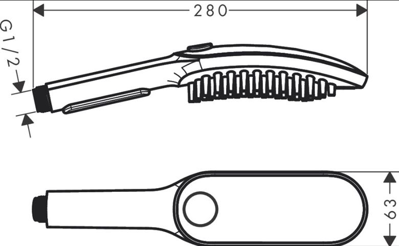 HANSGROHE DOGSHOWER 150 3JET ručná sprcha 150x63 mm, 3 prúdy, matná biela 26640700 Technický nákres