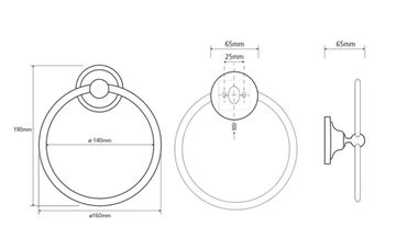 BEMETA RETRO držiak uteráka 160 mm, chróm 144304062 Technický nákres