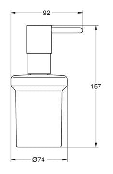 GROHE ESSENTIALS dávkovač tekutého mydla 160 ml, bez držiaka, warm sunset 40394DA1 Technický nákres