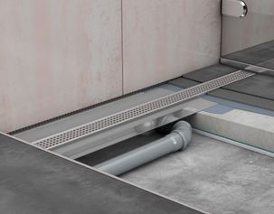 ACO SHOWERDRAIN C sprchový žľab 785 mm, do priestoru aj k stene, bočný odtok DN 50, bez roštu, nerez oceľ 9010.88.37 Obrázek - fotka