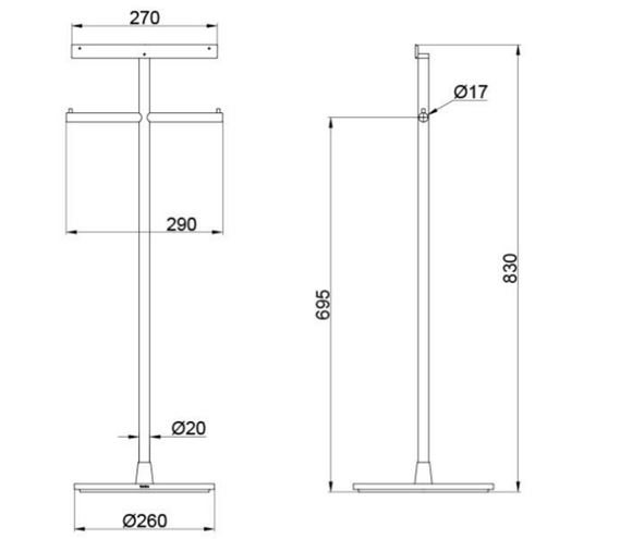 TOTO NEOREST/SE držiak toaletného papiera, na postavenie, chróm YH63SDT1 Technický nákres