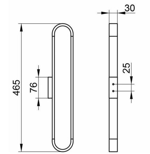 KEUCO EDITION 300 držiak uterákov 30 mm, chróm 30070010000 Technický nákres