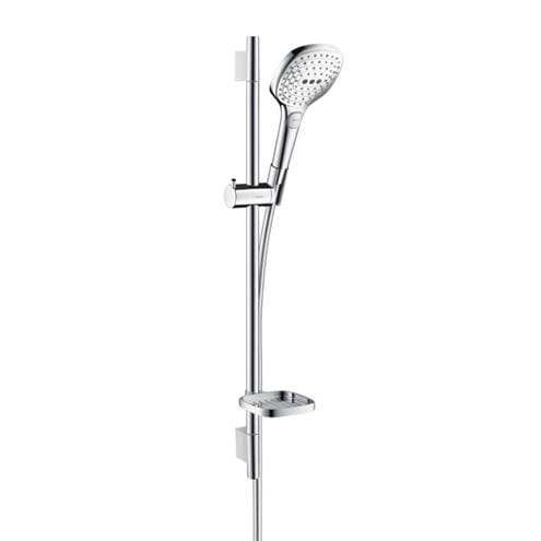 HANSGROHE RAINDANCE SELECT E sprchový set 120 3JET so sprchovou tyčou a mydelničkou, EcoSmart, biela/chróm 26622400 Obrázek - Hlavní obrázek