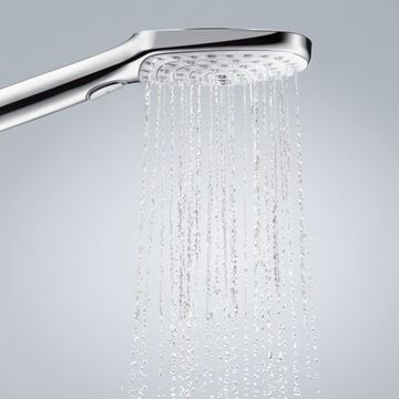 HANSGROHE RAINDANCE SELECT E sprchový set 120 3JET so sprchovou tyčou a mydelničkou, EcoSmart, biela/chróm 26622400 Obrázek - fotka