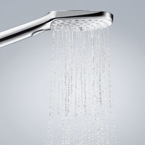 HANSGROHE RAINDANCE SELECT E sprchový set 120 3JET so sprchovou tyčou a mydelničkou, EcoSmart, biela/chróm 26622400 Obrázek - fotka