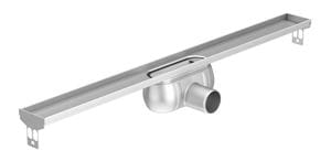 ACO SHOWERDRAIN C sprchový žľab 885 mm, do priestoru aj k stene, bočný odtok DN 50, bez roštu, nerez oceľ