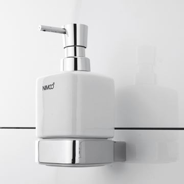 NIMCO KIBO dávkovač tekutého mydla 320 ml, nástenný, keramika, chróm/biela KI 14031K-26 Obrázek - fotka