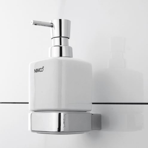 NIMCO KIBO dávkovač tekutého mydla 320 ml, nástenný, keramika, chróm/biela KI 14031K-26 Obrázek - fotka