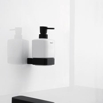 NIMCO KIBO dávkovač tekutého mydla 320 ml, nástenný, keramika, čierna/biela KI-14031K-T-90 Obrázek - fotka