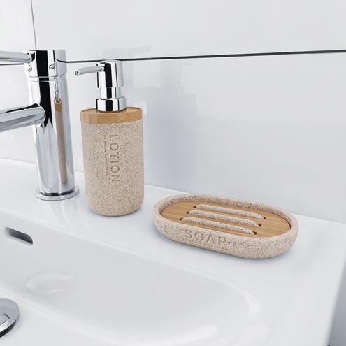 NIMCO KORA dávkovač tekutého mydla 270 ml, polyresín, pieskovo béžová/bambus KO 24031-86 Obrázek - fotka