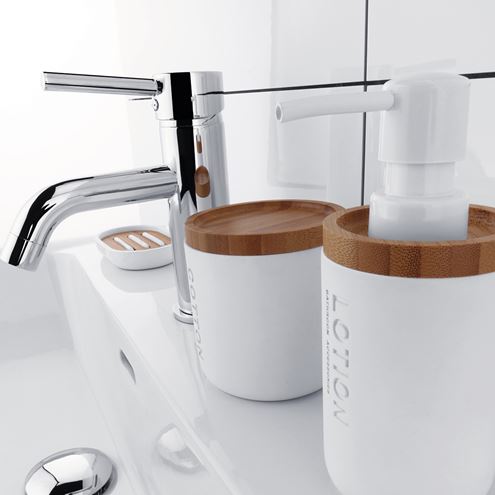 NIMCO KORA mydlovnička, polyresín, biela/bambus KO 24059-05 Obrázek - fotka