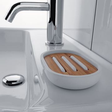 NIMCO KORA mydlovnička, polyresín, biela/bambus KO 24059-05 Obrázek - fotka