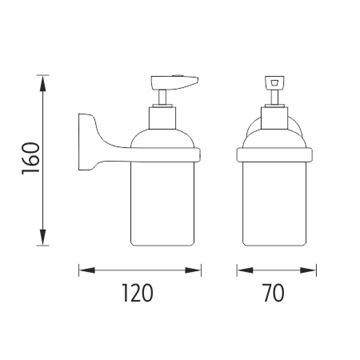 NIMCO MONOLIT dávkovač tekutého mydla 200 ml, nástenný, sklo, chróm MO 4031C-P-26 Technický nákres