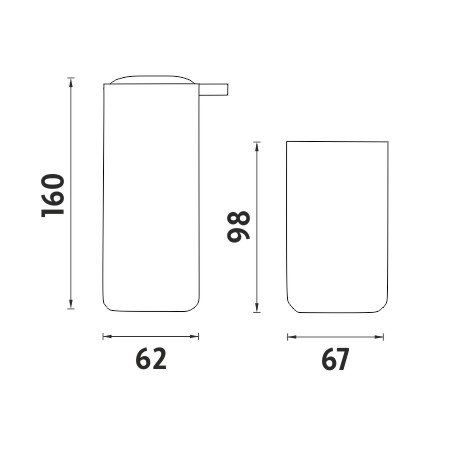NIMCO OMI dávkovač tekutého mydla 175 ml s pohárikom, polyresín, chróm/biela OM 1605831-05 Technický nákres