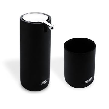 NIMCO OMI dávkovač tekutého mydla 175 ml s pohárikom, polyresín, chróm/čierna
