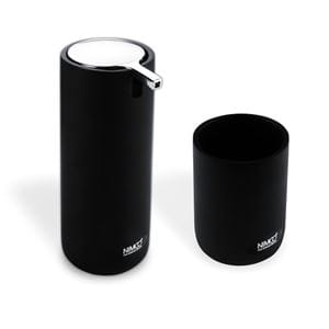 NIMCO OMI dávkovač tekutého mydla 175 ml s pohárikom, polyresín, chróm/čierna