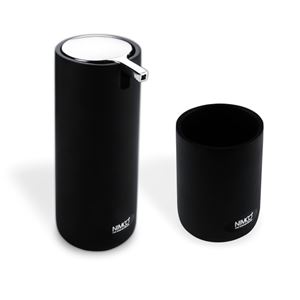 NIMCO OMI dávkovač tekutého mydla 175 ml s pohárikom, polyresín, chróm/čierna