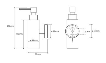 BEMETA OMEGA dávkovač tekutého mydla 150 ml, nástenný, chróm 104109012 Technický nákres