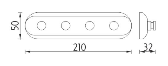 NIMCO držiak uterákov so štyrmi háčikmi 210 mm, chróm UN 4054-4-26 Technický nákres