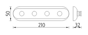 NIMCO držiak uterákov so štyrmi háčikmi 210 mm, chróm UN 4054-4-26 Technický nákres