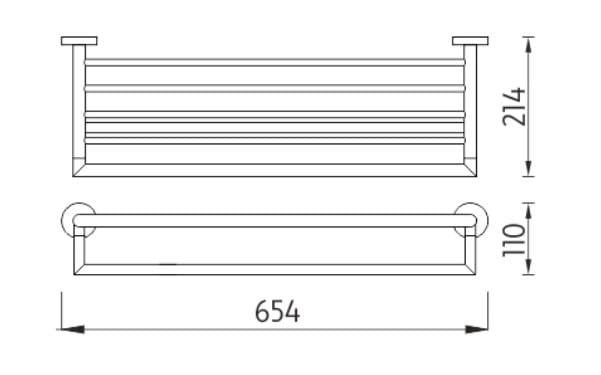 NIMCO UNIX držiak uterákov 654 mm, chróm UN 13063A-26 Technický nákres