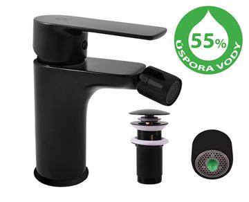 RAV SLEZÁK VERONA ECO bidetová stojanková batéria, s odtokovou súpravou, matná čierna VER445C Obrázek - fotka
