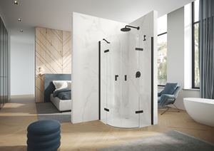 CONCEPT 400 sprchový kút 90x90 cm, R500, krídlové dvere, matná čierna / sklo číre