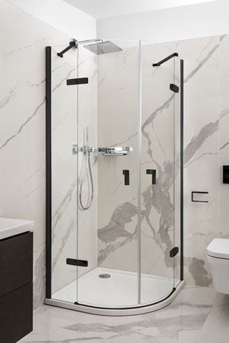CONCEPT 400 sprchový kút 90x90 cm, R500, krídlové dvere, matná čierna / sklo číre CA0702.123.322 Obrázek - fotka