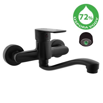 RAV SLEZÁK VERONA ECO umývadlová/drezová nástenná batéria, matná čierna VER401C Obrázek - fotka