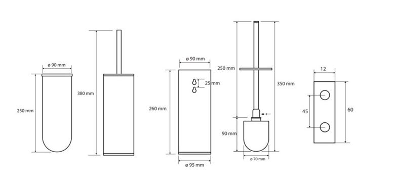 BEMETA OMEGA WC kefa, chróm 102313067 Technický nákres