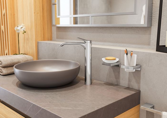 HANSGROHE ADDSTORIS držiak kefiek s pohárikom, nástenný, sklo, chróm 41749000 Obrázek - fotka