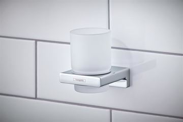 HANSGROHE ADDSTORIS držiak kefiek s pohárikom, nástenný, sklo, chróm 41749000 Obrázek - fotka