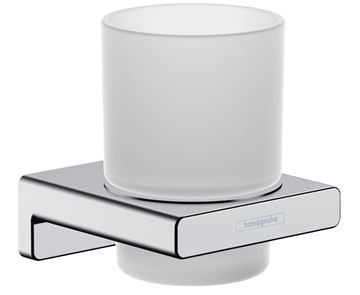 HANSGROHE ADDSTORIS držiak kefiek s pohárikom, nástenný, sklo, chróm