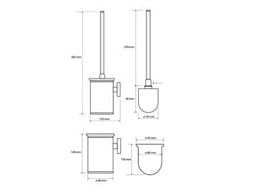 BEMETA OMEGA WC kefa, na postavenie, chróm 104913152 Technický nákres