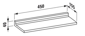 KARTELL BY LAUFEN polica 450 mm, nástenná, transparentná H3853300840001 Technický nákres
