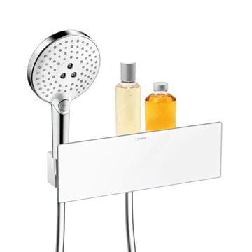 HANSGROHE FIXFIT PORTER 300 nástenná prípojka hadice s poličkou a držiakom sprchy, biela/chróm 26456400 Obrázek - fotka