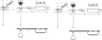 HANSGROHE WALLSTORIS 3JET sprchová súprava 3-dielna, ručná sprcha 105 mm, 3 prúdy, tyč, hadica, EcoSmart, matná biela 24291700 Technický nákres