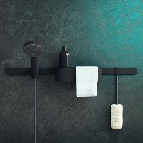 HANSGROHE WALLSTORIS nástenná lišta 700 mm, matná čierna 27904670 Obrázek - fotka