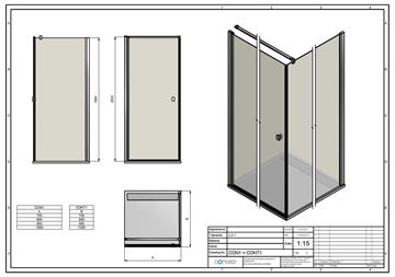 CONCEPT 200 CONT1 bočná stena 80x200 cm, čierna/číre sklo CONT10800607 Technický nákres