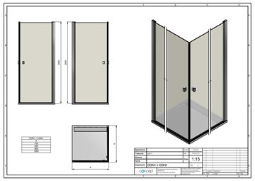 CONCEPT 200 sprchové dvere 90x200 cm, krídlové, čierna / číre sklo CON10900607 Technický nákres
