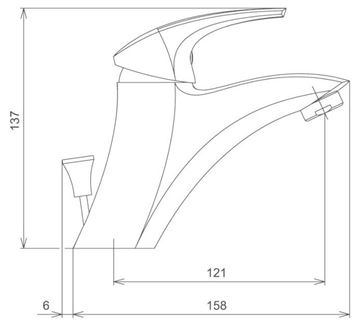 NOVASERVIS METALIA ECO+ umývadlová stojanková batéria, chróm 57002/1,0E Technický nákres