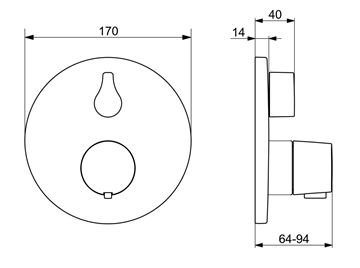 HANSA LIVING podomietková termostatická batéria, pre 2 spotrebiče, chróm 81149552 Technický nákres