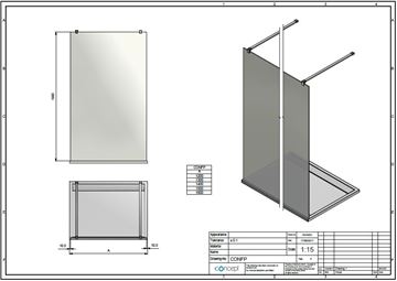 CONCEPT 200 CONFP stena walk-in 140x200 cm, aluchróm/číre sklo CONFP1405007 Technický nákres