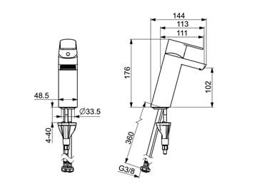 HANSA STELA umývadlová stojanková batéria, chróm 57082273 Technický nákres