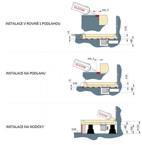 RONAL LIVADA W20Q sprchová vanička 90x90 cm, liaty mramor, bez nožičiek W20Q 090 04 Obrázek - fotka
