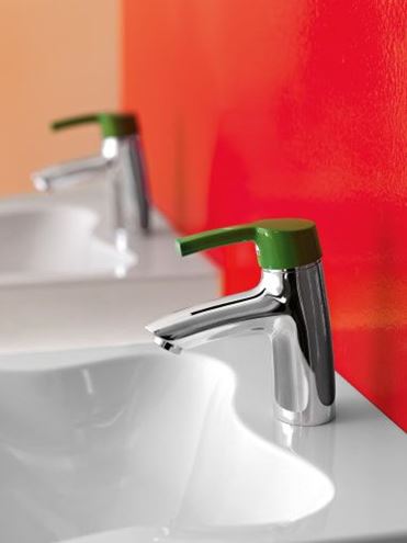 LAUFEN CURVEPRO umývadlová stojanková batéria, chróm/zelená HF918570020001 Obrázek - fotka