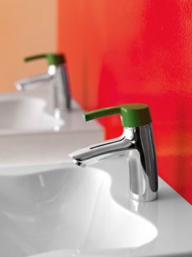 LAUFEN CURVEPRO umývadlová stojanková batéria, chróm/zelená HF918570020001 Obrázek - fotka