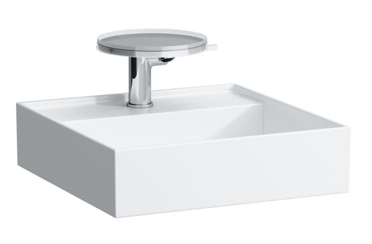 KARTELL BY LAUFEN umývadlová stojanková batéria, s odtokovou súpravou a odkladacou plochou, chróm, transparent H3113310041111 Obrázek - fotka